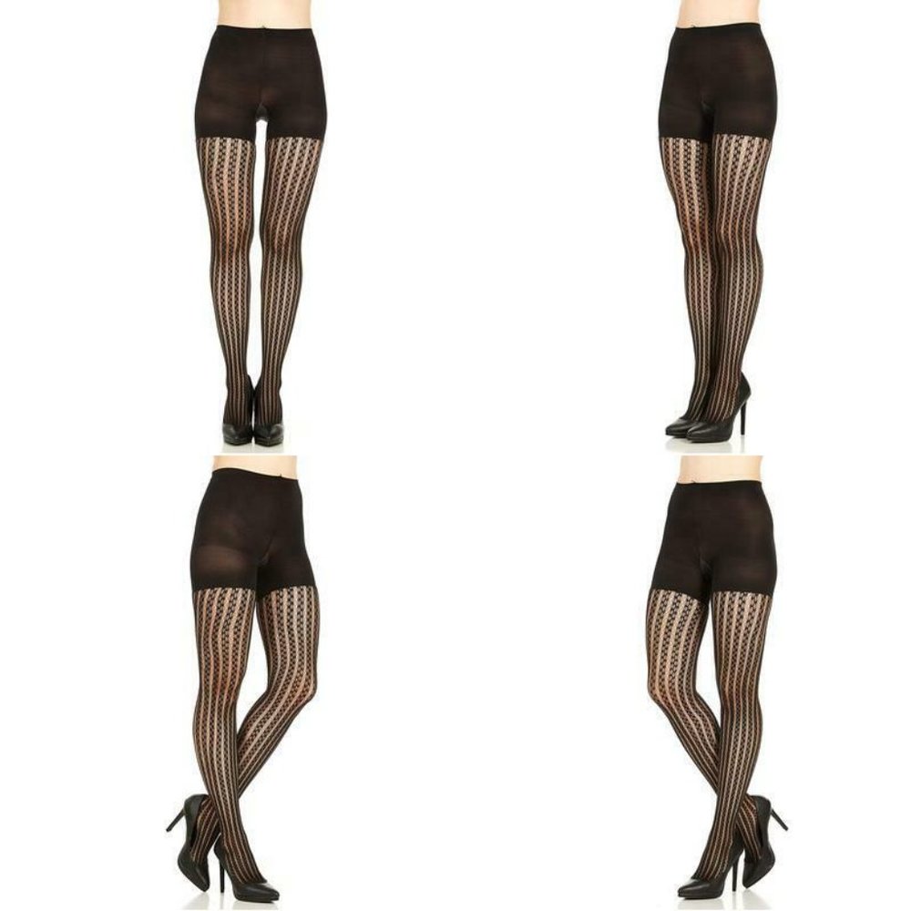 SPANX LOT of 2 Bodyshaping Tuxedo Stripe Tights - Picture 11 of 16